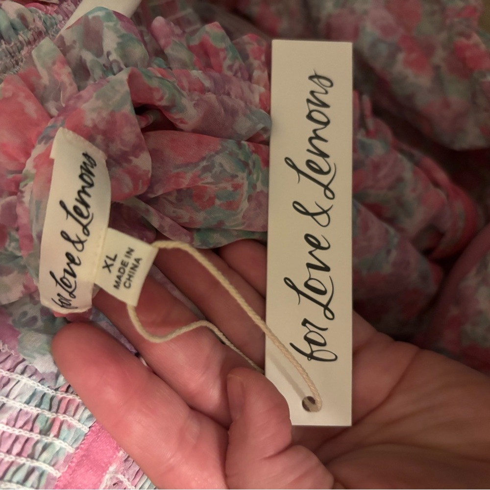 For Love & Lemons Pink Floral Backless Smocked Mini Dress - Picture 5 of 5